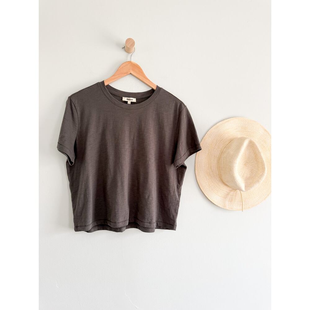 Madewell | NWT The Boxy Crop Tee Gray Soft Slub Short Sleeve Top | Sz XS